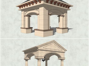 精品歐式古典風(fēng)格景觀(guān)亭su模型設(shè)計(jì)模型下載